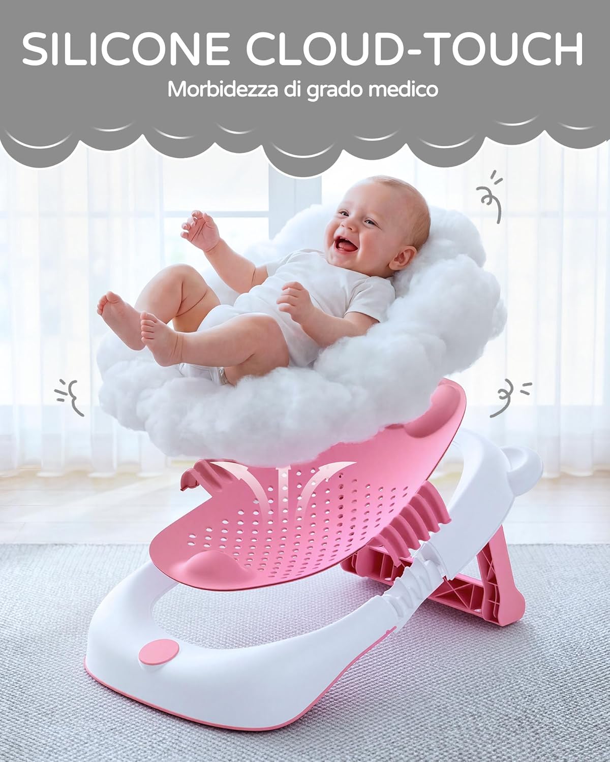 Thumbnail 4 de Vaschetta da bagno pieghevole SANEWE per neonato 0-6 mesi, con supporto e sedile antiscivolo con ventose