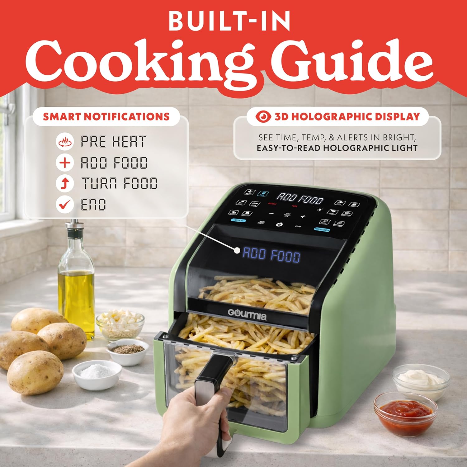 Thumbnail 5 de Gourmia Air Fryer 7 QT with Panoramic Window