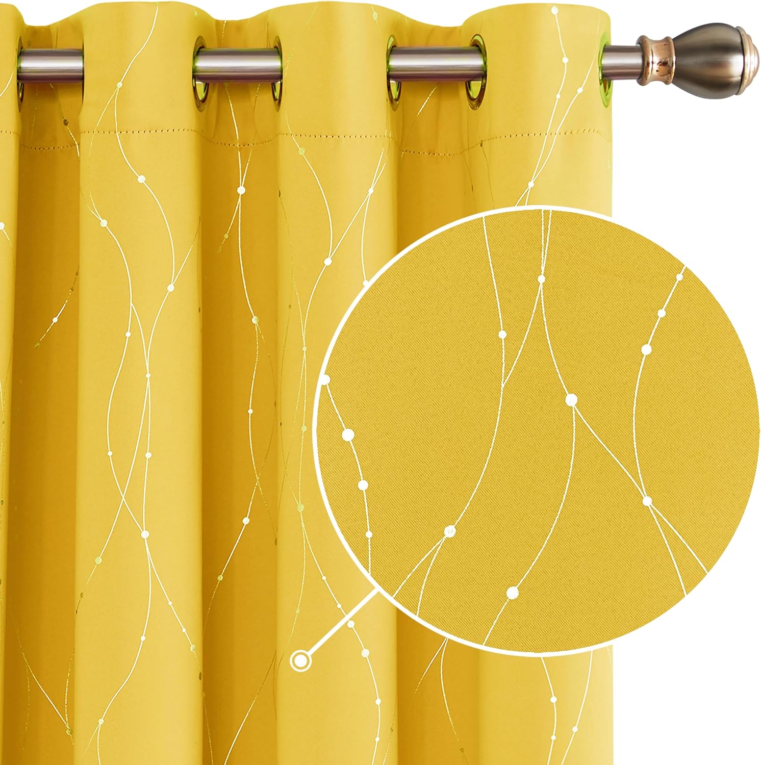 Detalle de Deconovo tende termiche per soggiorno - set di 2 pannelli 117x138 cm, giallo limone
