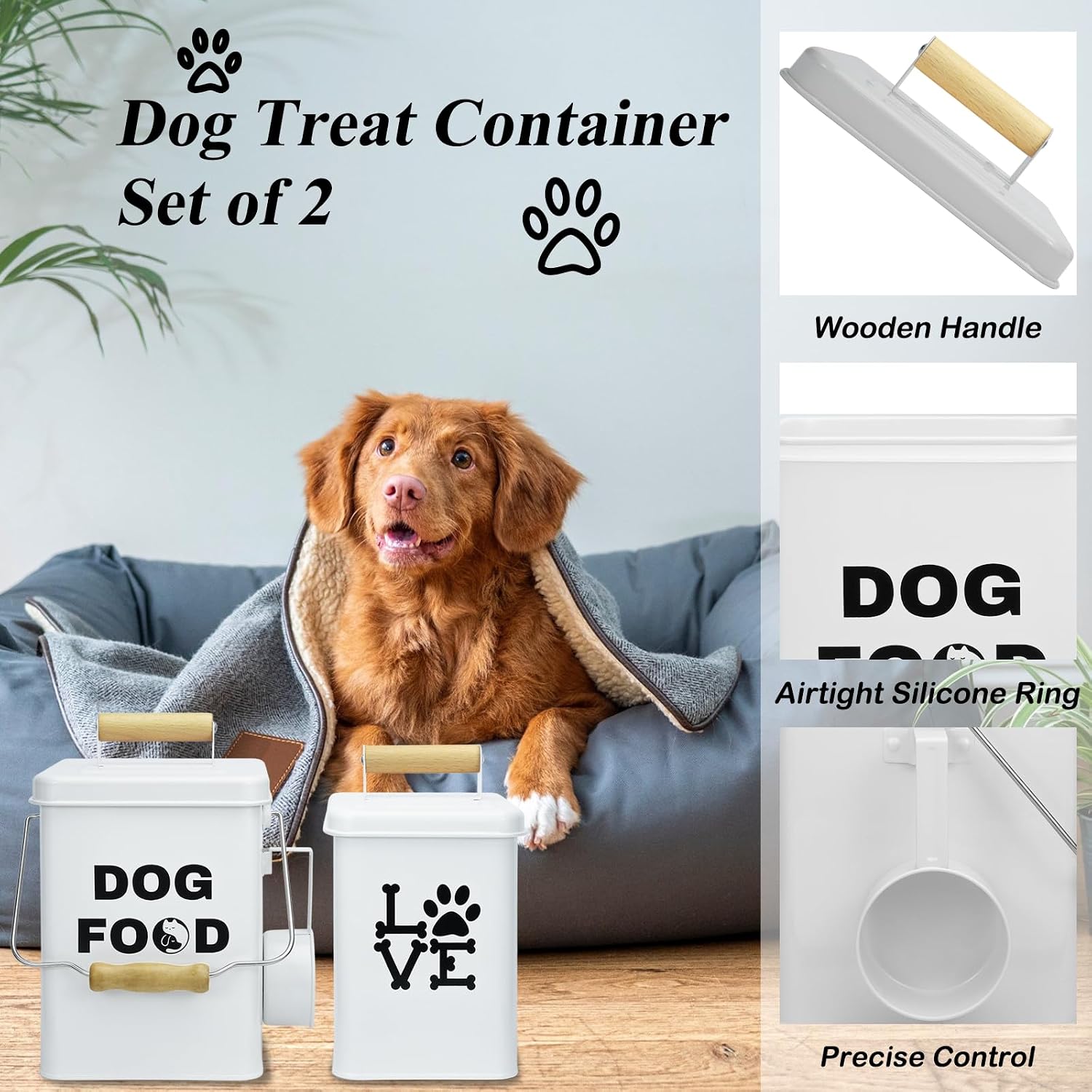Detalle de NIXBYO Dog Food Storage Containers, 25-Cup Capacity