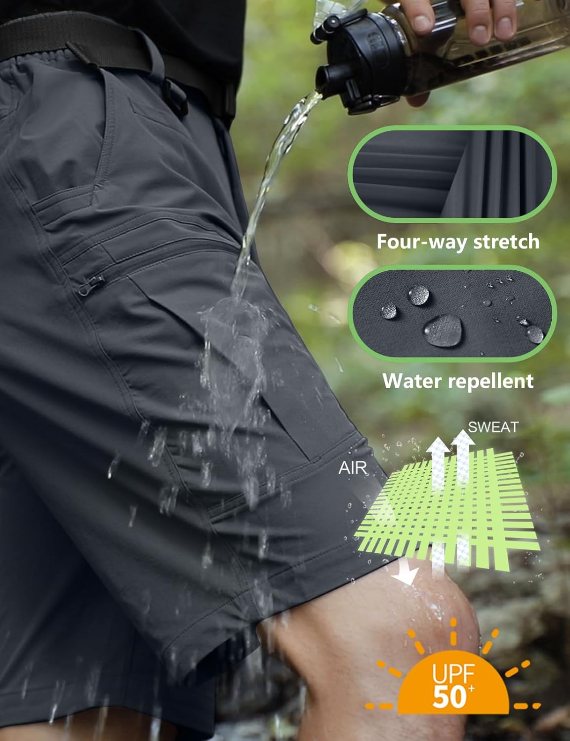 Thumbnail 2 de Shallowlulu Men's Cargo Hiking Shorts: Water-Resistant, Quick-Dry, Lightweight & Breathable