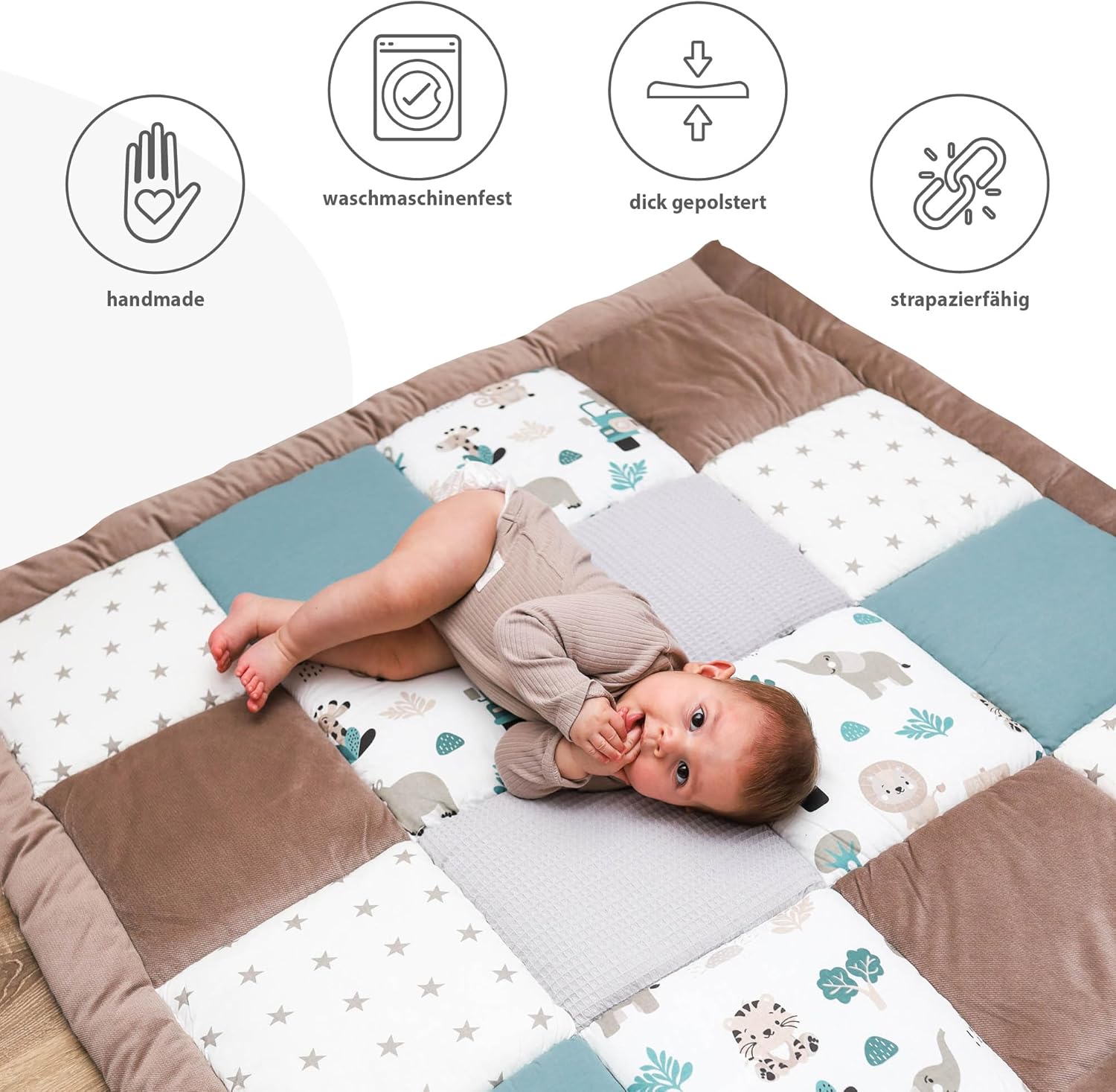 Thumbnail 4 de Totsy Baby Tappeto Gioco: tappetino neonato e bambino multiuso con imbottitura 4 cm, lavabile 30°C
