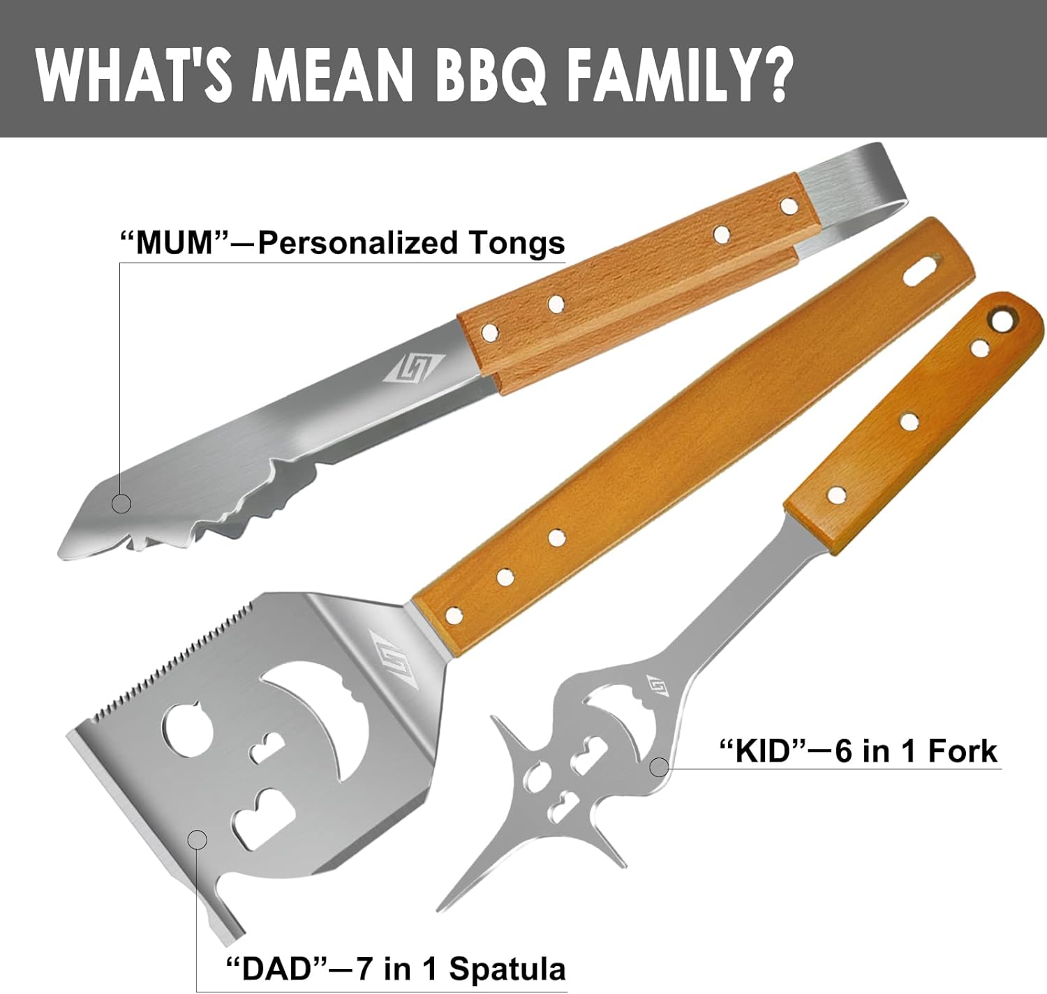 Detalle de BBQ Tools Set 14" tongs for grilling