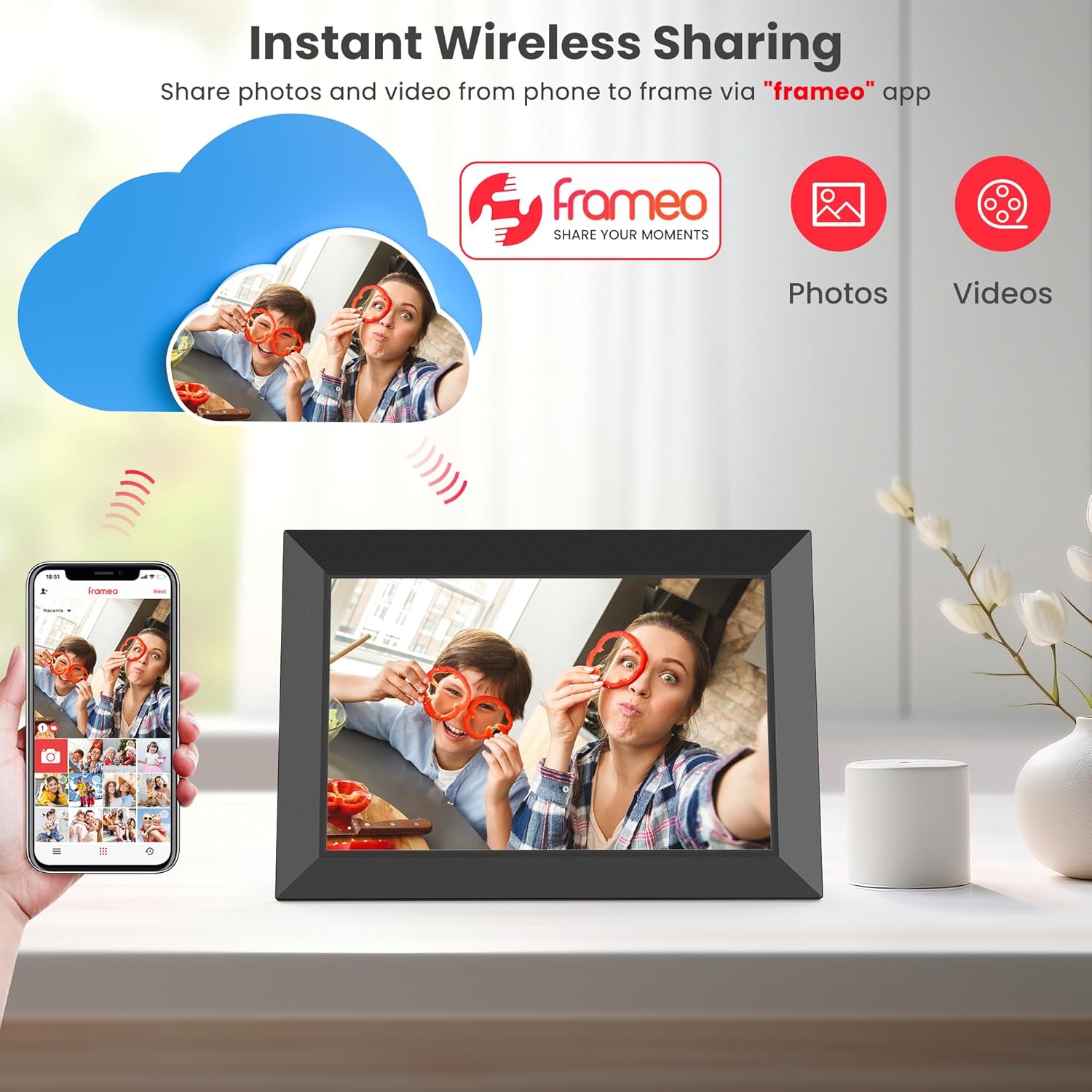 Thumbnail 1 de BIGASUO Frameo 10.1-inch digital photo frame