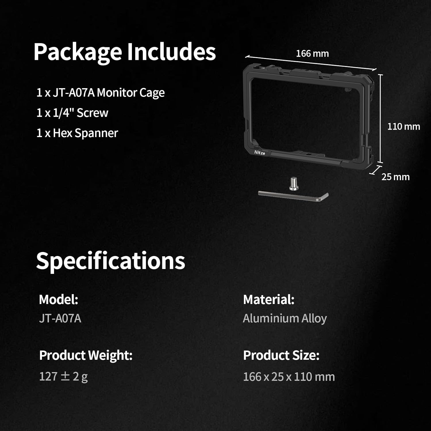 Detalle de Nitze Shinobi 2 Cage für Atomos Shinobi II/Shinobi Go (JT-A07A) – Monitorkäfig mit NATO-Schiene