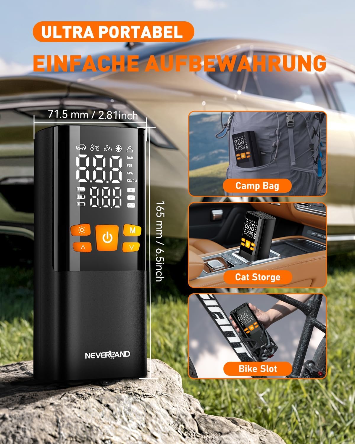Thumbnail 4 de NEVERLAND elektrische Fahrradpumpe 150 PSI