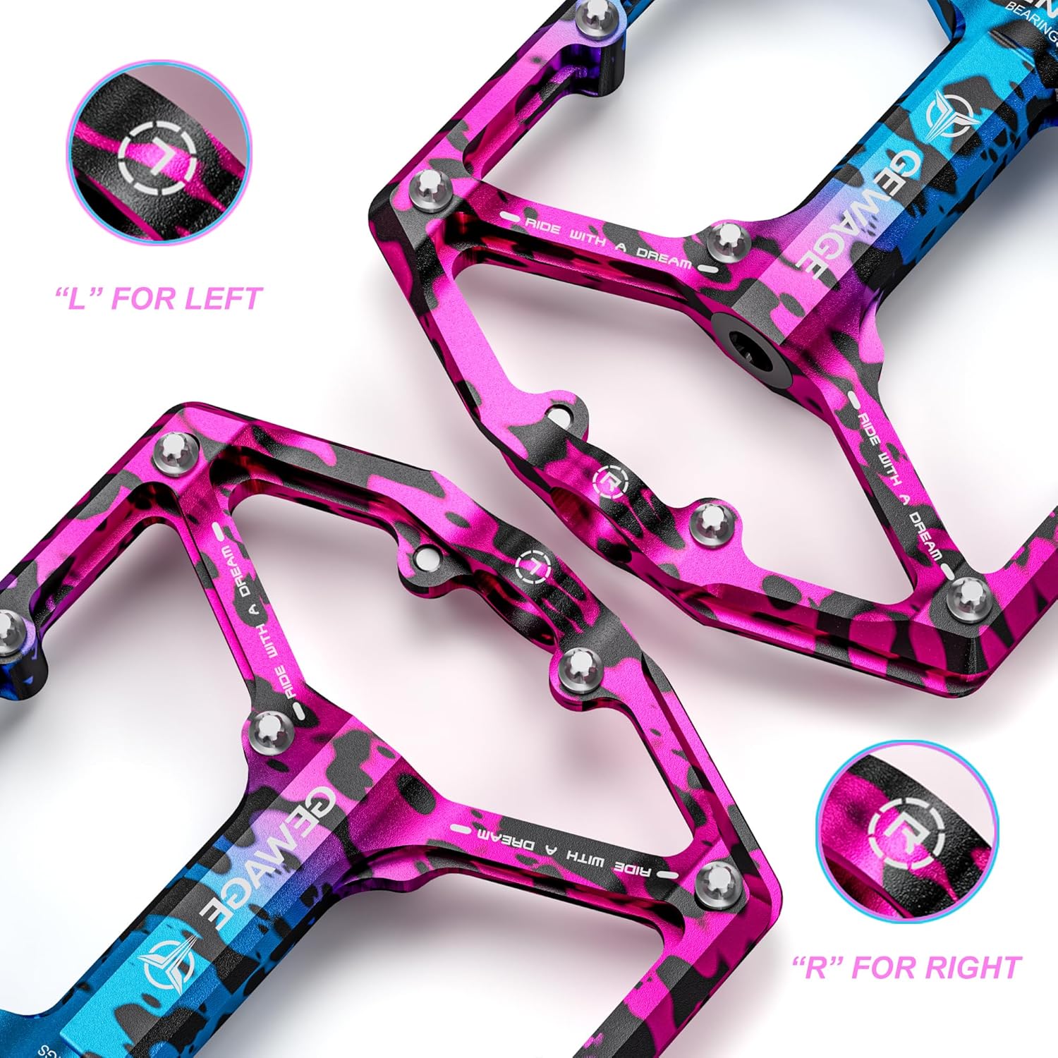 Detalle de GEWAGE CNC machined flat bike pedals with removable anti-skid pins (9/16")
