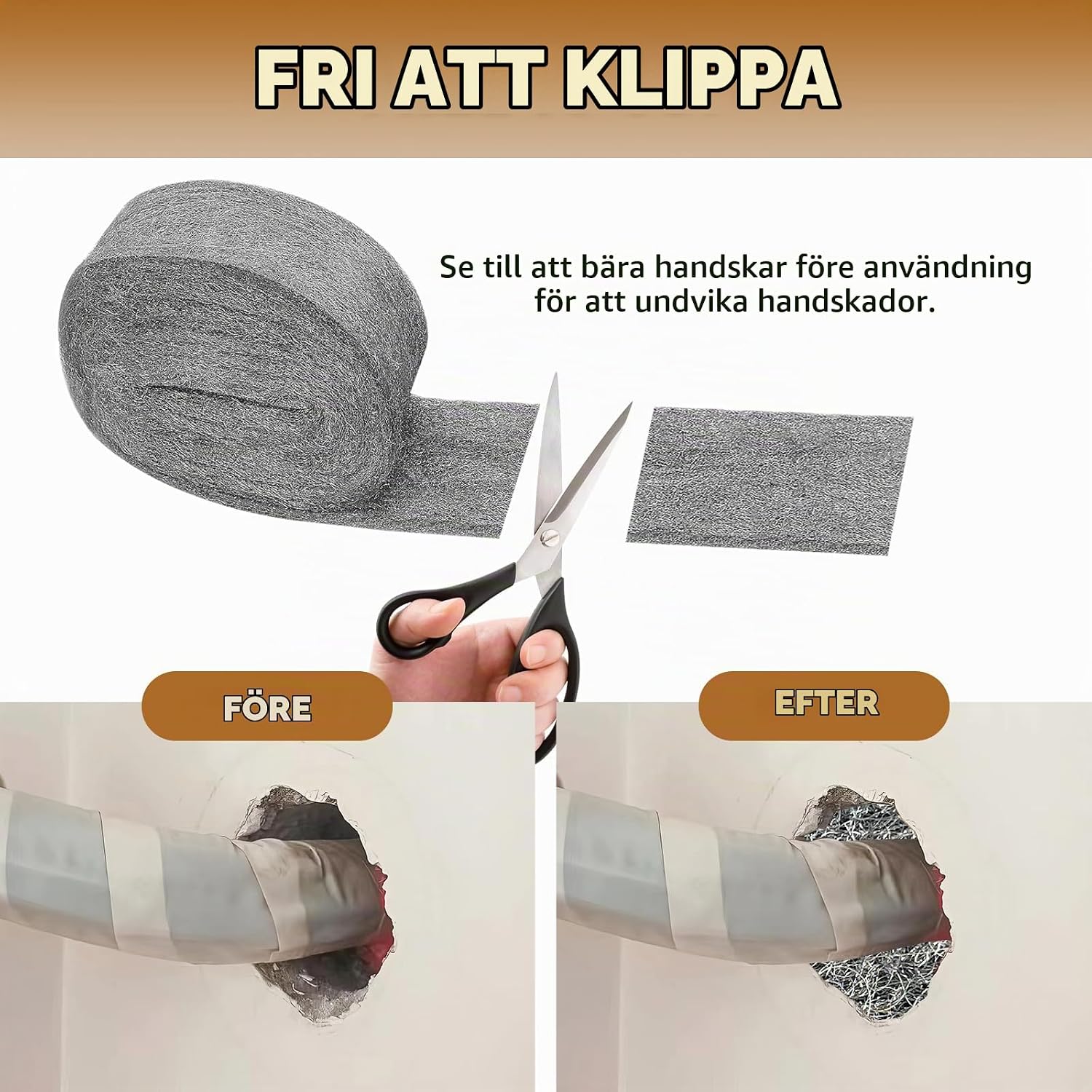 Detalle de Geogieew GSR-6-01 stålull, 6-pack, grov kornstorlek 24 för musskydd