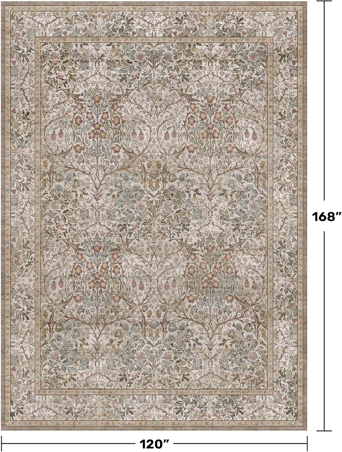 Thumbnail 1 de Hazo Haus Washable 10x14 Living Room Rug (Moss Green) — Low Pile, Non-Slip, Machine-Washable Area Rug
