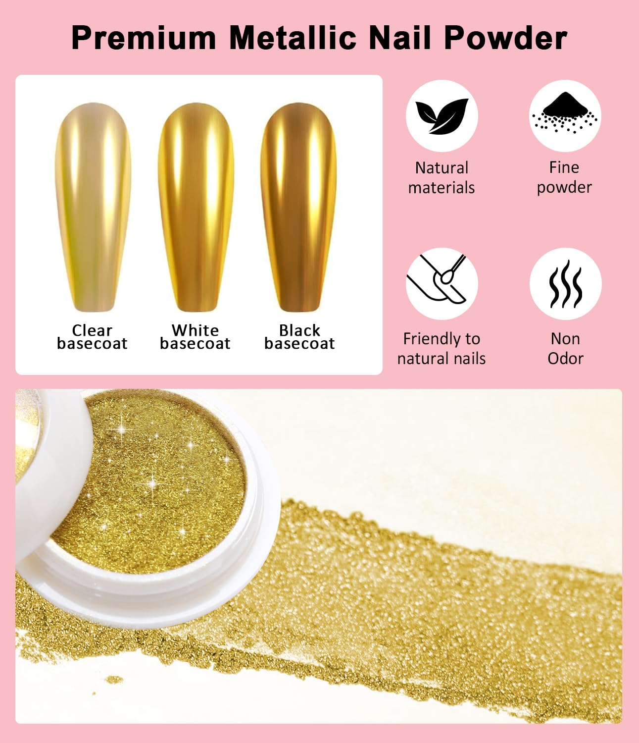 Detalle de BISHENGYF Multifunktions 3D Gel Nail Art Set – Chrome-Glitzer & 15 g Gel, 2 Chrome-Puder, rhinestone Kleber