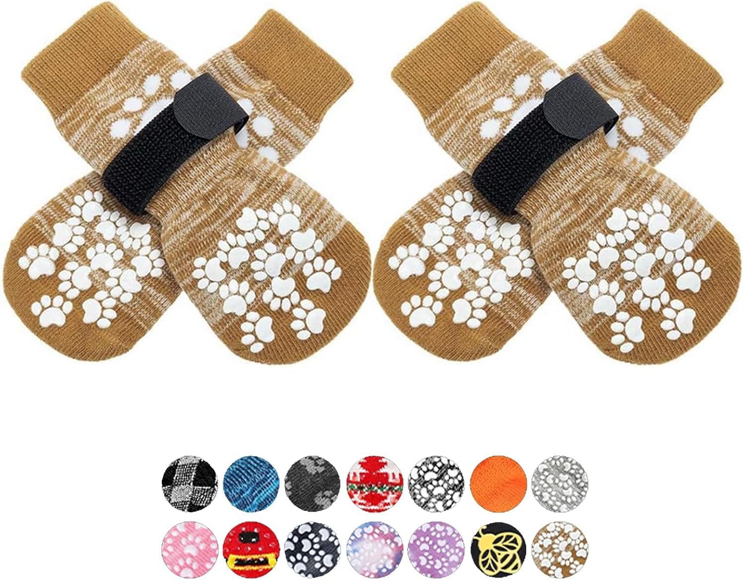 Detalle de EXPAWLORER Dog Socks with Grips (Double-Sided Anti-Slip) in Khaki – XS