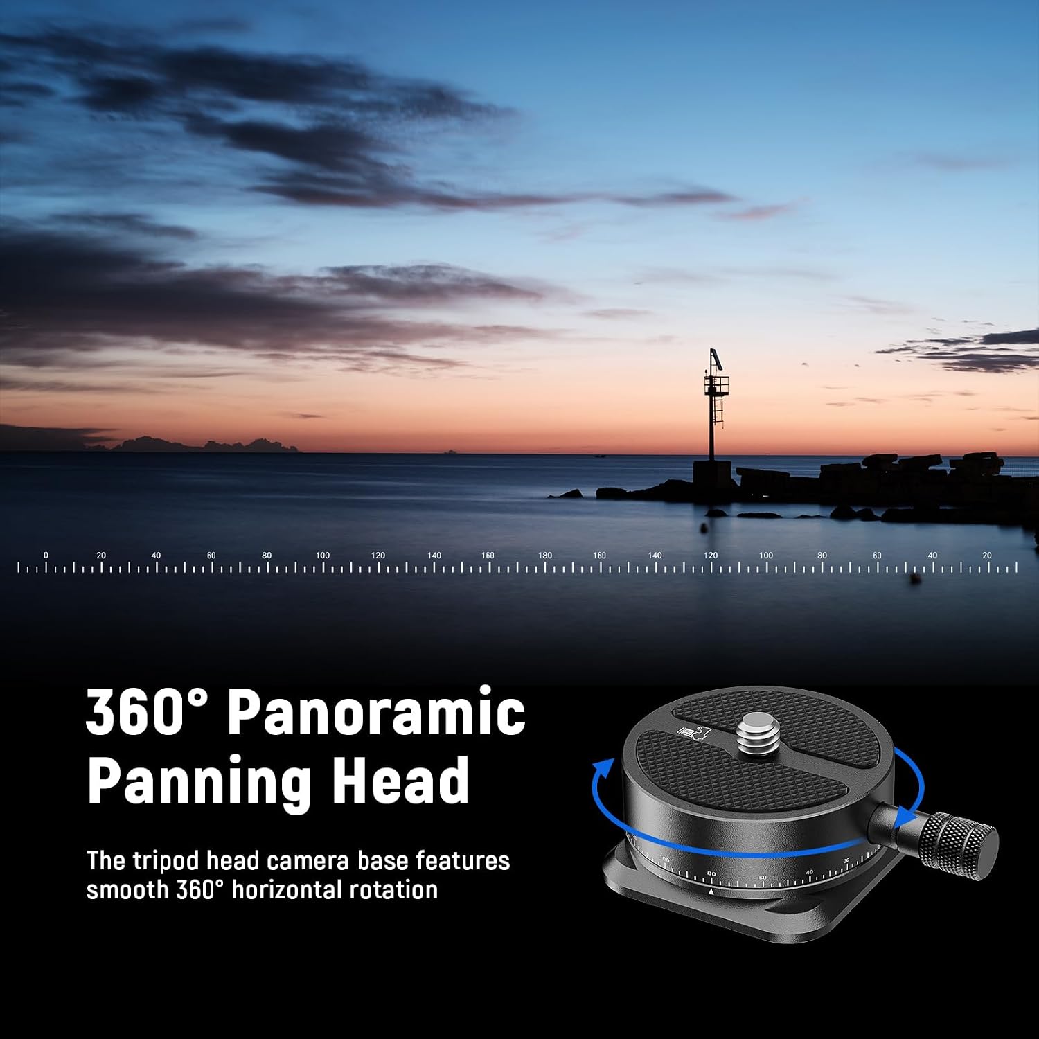 Detalle 2 de NEEWER Plateau panoramique Rapide QRP-6 : tête panoramique 360° avec base Arca et vis 1/4" (charge 5 kg)