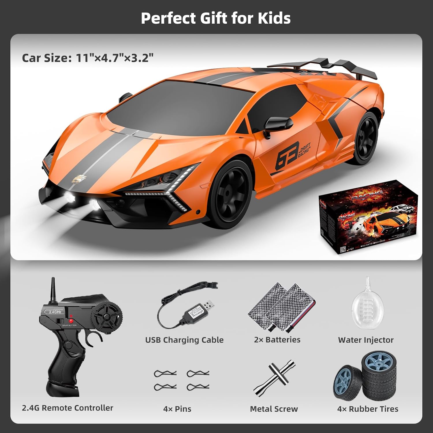 Detalle de Sakeye RC Drift Car: 1:16 4WD Drifting RC Vehicle with Dual Batteries and LED Lights