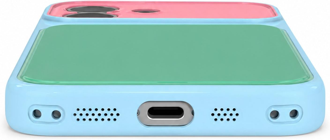 Detalle 2 de EKELYVIA Cyan TPU Case for iPhone 17, Contrast Color Design, Raised Bezels