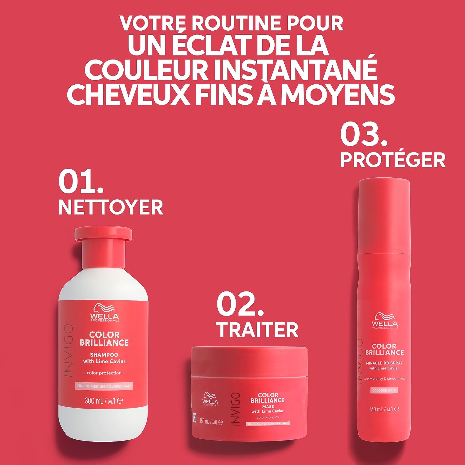 Detalle de Masque capillaire Wella Professionals Invigo Color Brilliance pour cheveux fins à normaux, 500 ml