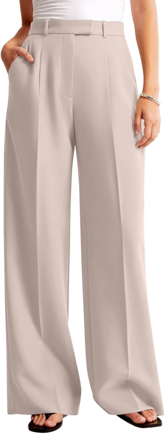 Detalle de NIMIN Women's Wide-Leg Work Pants, 92% Polyester