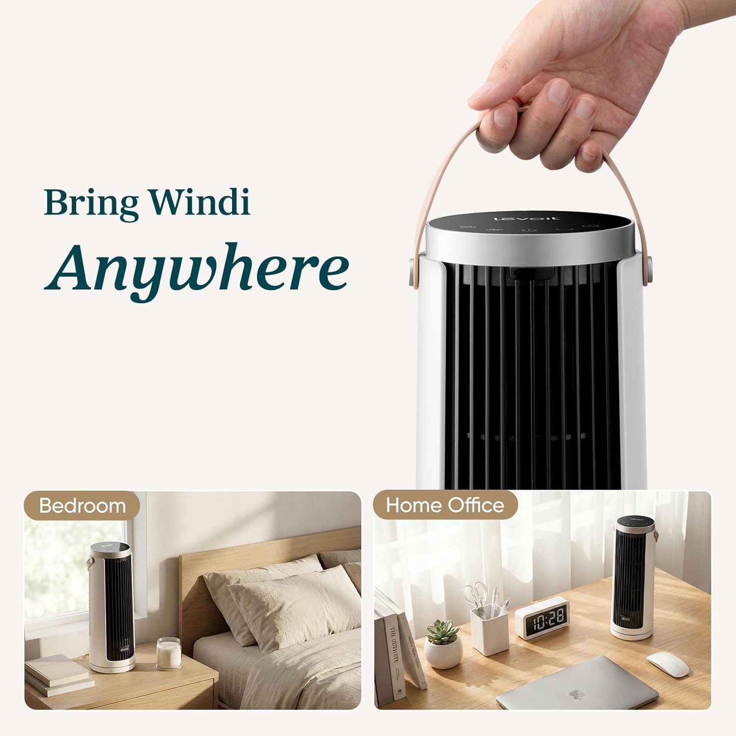 Thumbnail 4 de LEVOIT Tower Fan for Bedroom — Quiet 20dB DC Motor Bladeless Tower with 5 Speeds, 12H Timer, Remote