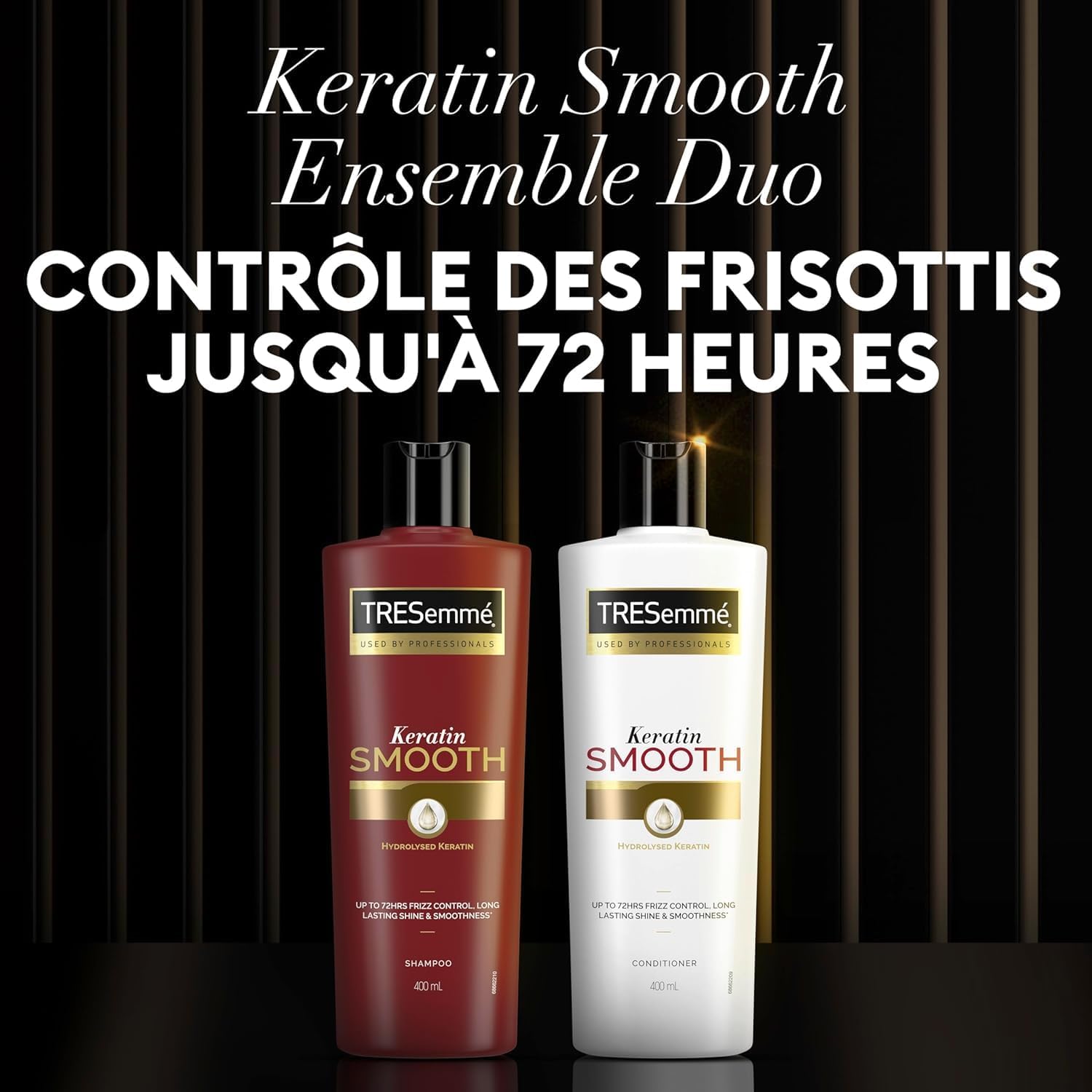 Thumbnail 1 de TRESemmé Keratin Smooth Set Shampooing + Après-shampooing anti-frisottis jusqu’à 72h (kératine hydrolysée) 400 ml + 400 ml