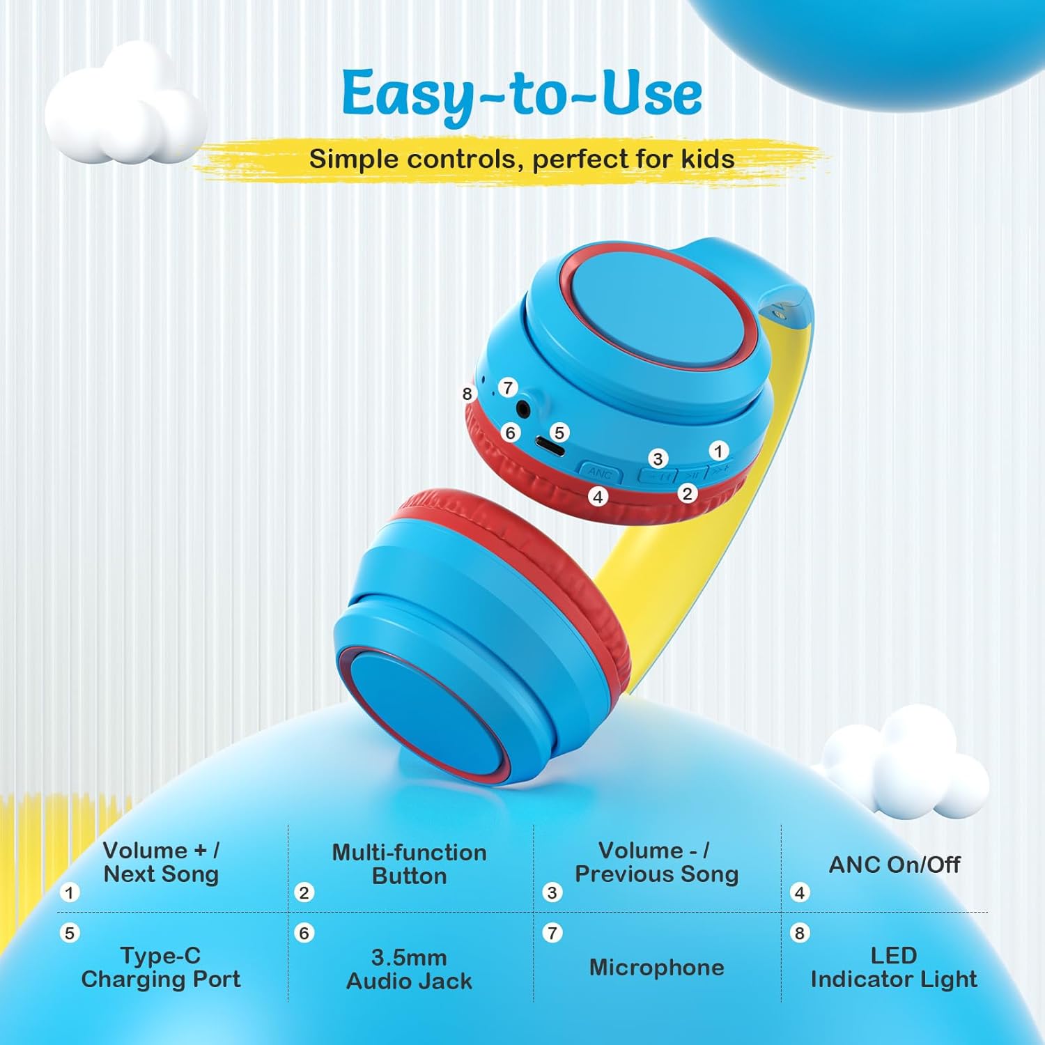 Thumbnail 3 de TONOSHARK Kids Wireless Headphones: Comfortable, Foldable Bluetooth for School and Travel
