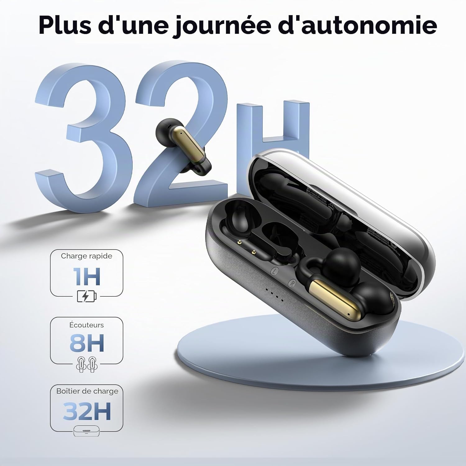Thumbnail 6 de oraolo Écouteurs Bluetooth sport sans fil à clipper – 40 h, IPX6, Open Ear