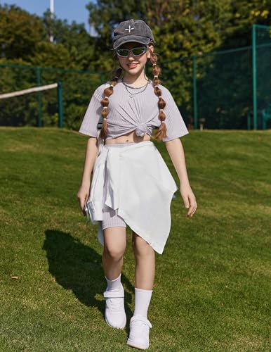 Detalle de Arshiner Mädchen Set Trainingsanzug Kinder – Tuta sportiva con Shorts e T‑Shirt, 5-6 anni