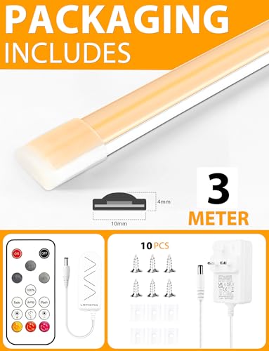 Thumbnail 6 de Lamomo 3M COB LED Strip Light, Warm White Dimmable Neon Rope with Remote