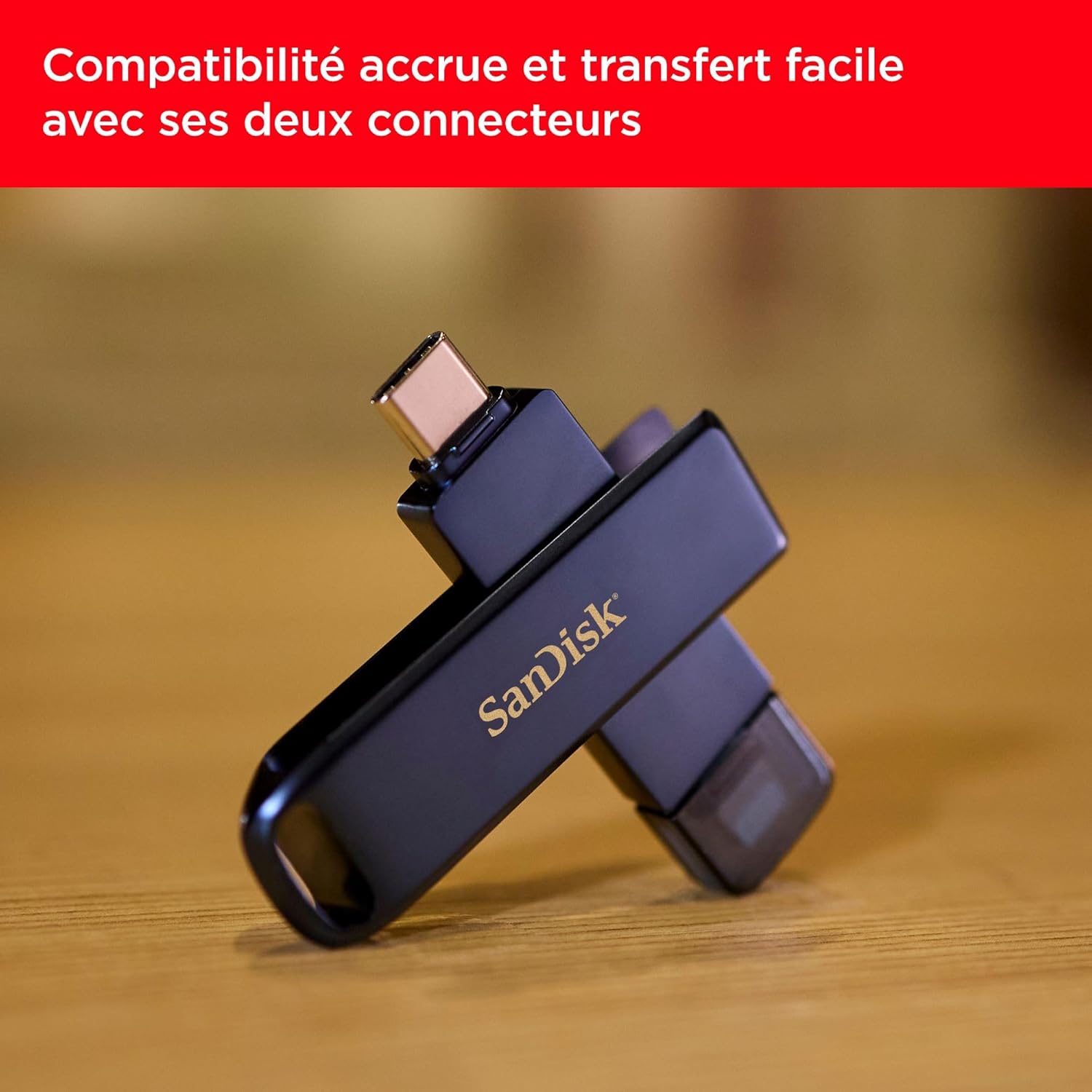 Thumbnail 1 de SanDisk Phone Drive 64 Go (Lightning & USB-C) bleu ciel métallique : clé USB 2-en-1 pour iPhone/iPad, Mac et PC