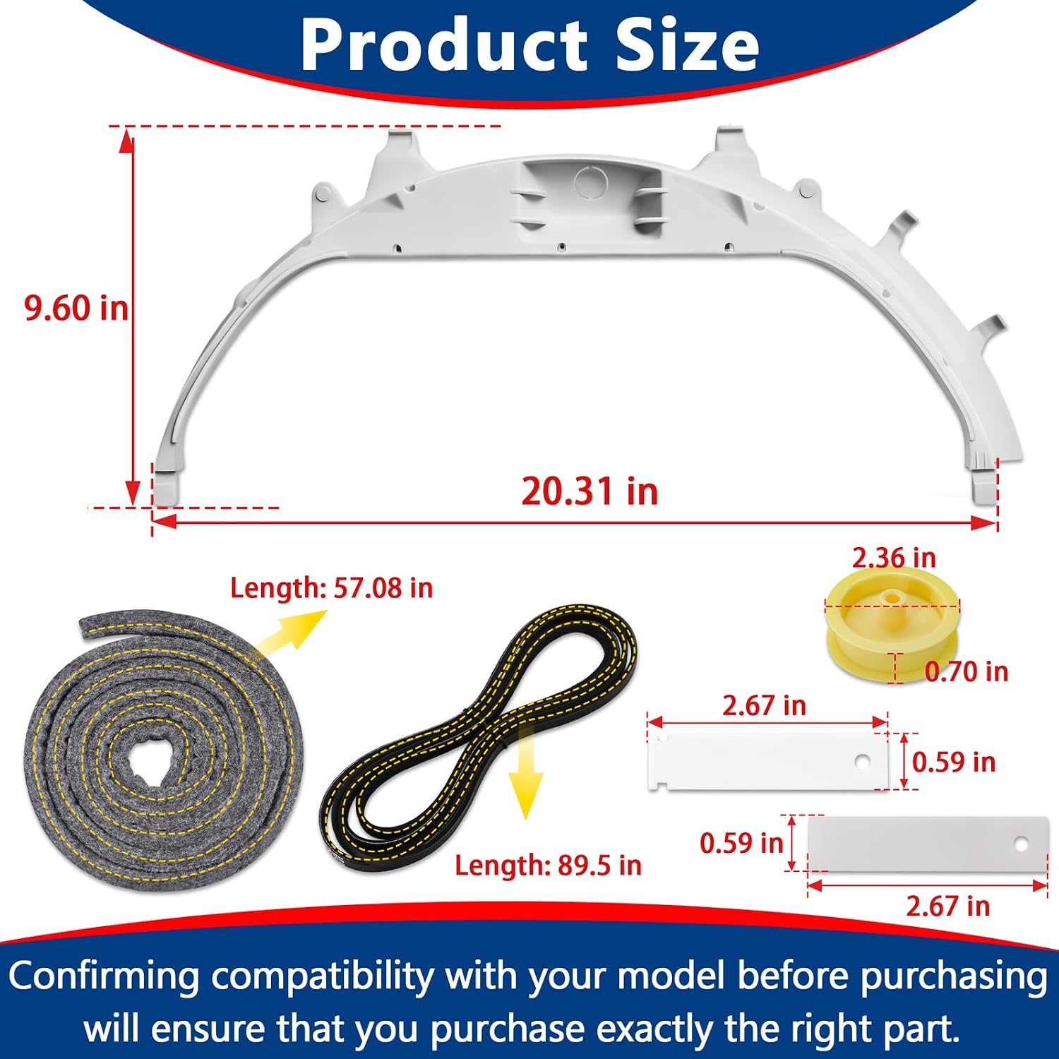 Detalle de Surqia WE49X20697 Dryer Repair Kit with WE12X83 Idler Pulley and Belt