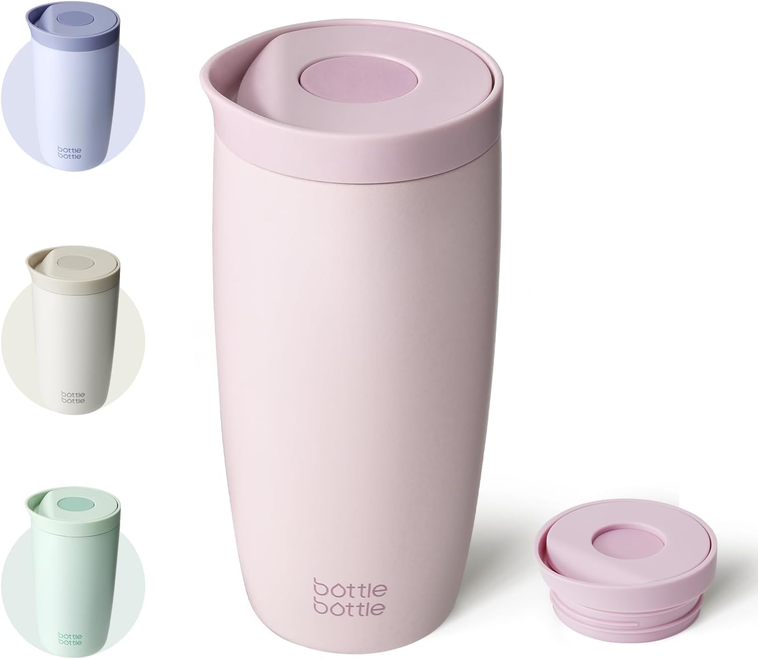 BOTTLE BOTTLE Travel Mug (Pink, 500 ml) – On-the-go stainless steel mug