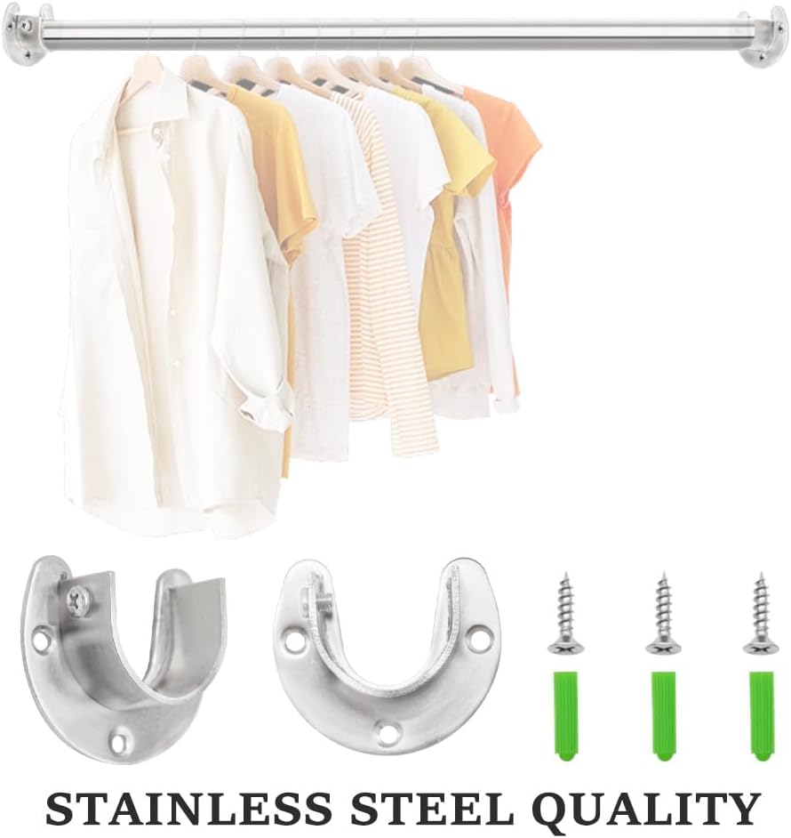 Thumbnail 4 de CEEYSEE 2er Rundrohr-Halterung U-Form für Kleiderstangen, 32 mm – Edelstahl 304 mit Schrauben & Dübeln