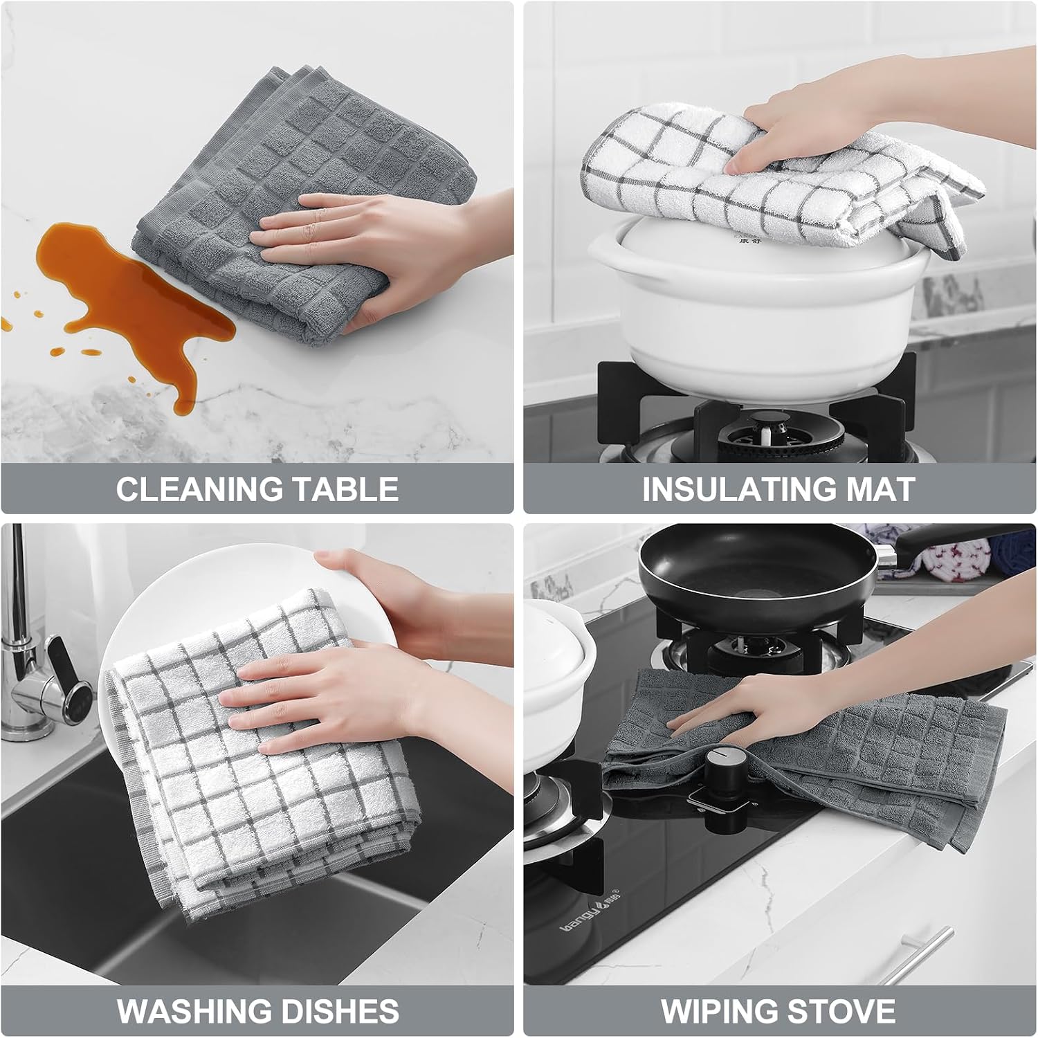 Thumbnail 3 de Homaxy Premium Cotton Kitchen Towels 16" x 28" 6-pack