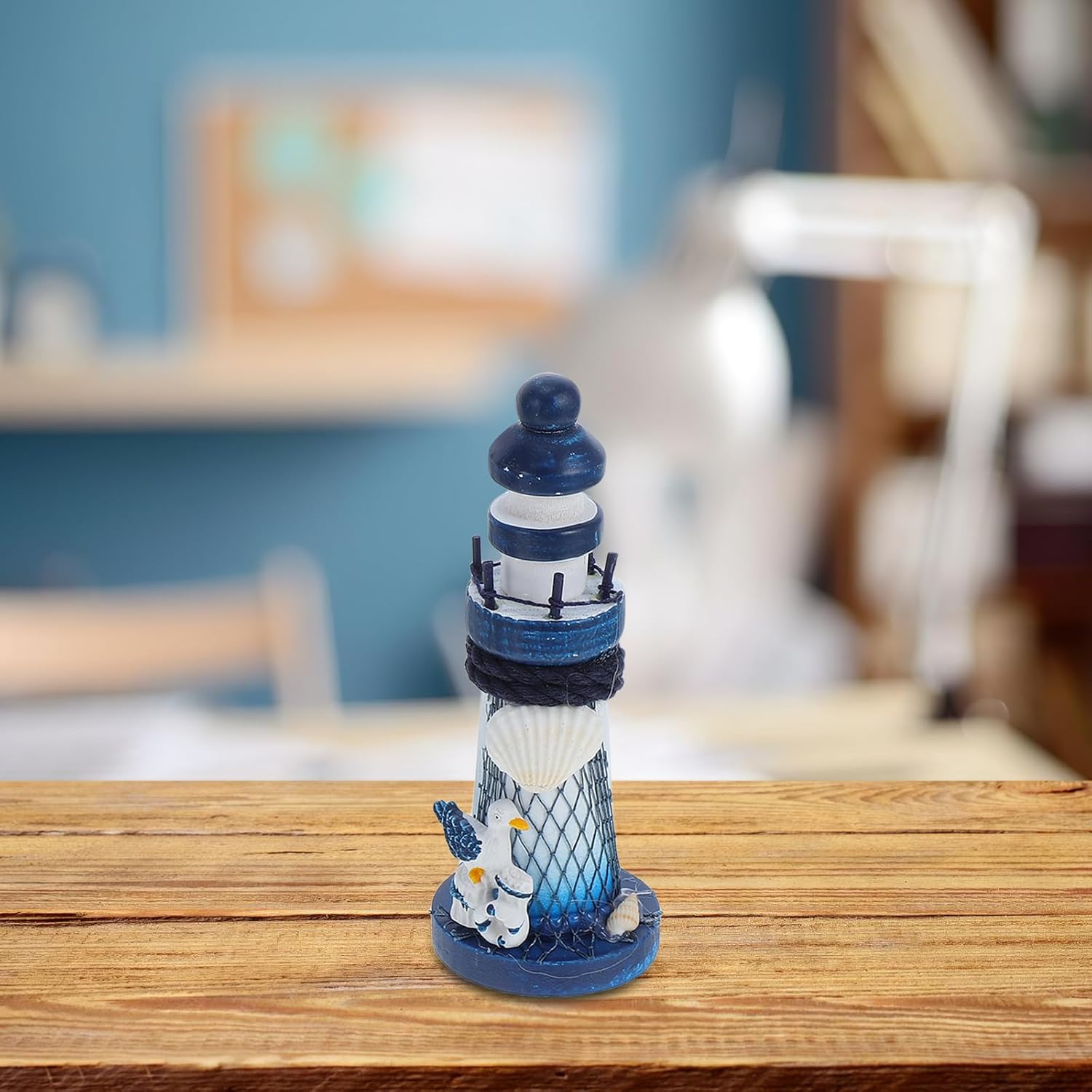 Thumbnail 6 de UKCOCO Mini-Leuchtturm Deko aus Holz-Optik (Set mit 4) im mediterranen Stil – 13 x 5 x 5 cm