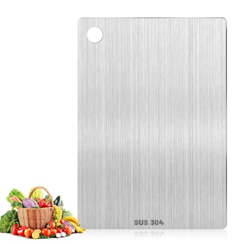Pavlleen Tagliere in acciaio inox e Titanio 30×20 cm – tavola da taglio a doppia faccia