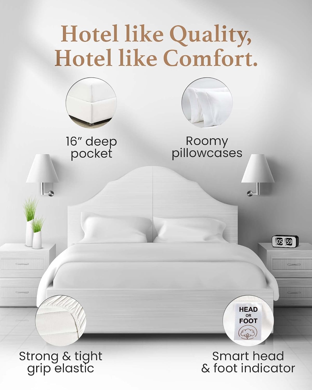 Thumbnail 4 de Good Sleep Bedding Th-GS-WH-05 Queen Sheets, 1000-Thread-Count Egyptian Cotton