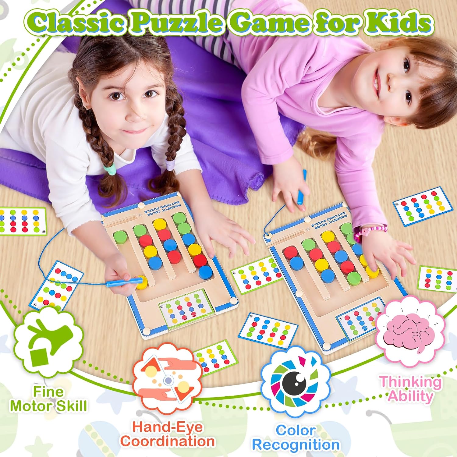 Thumbnail 3 de Kids Montessori Magnetic Wooden Puzzle Board 5.7x8.26
