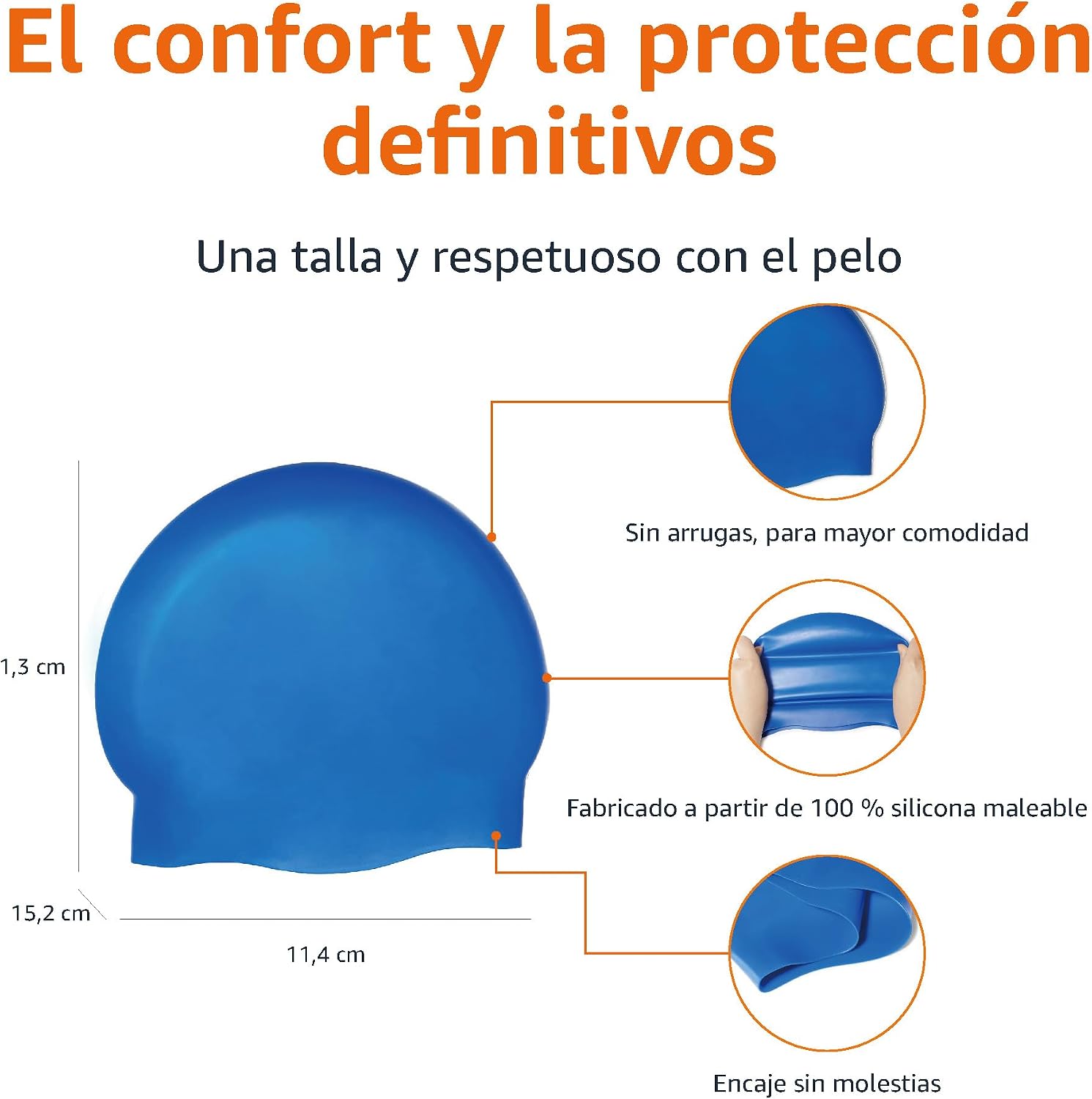 Thumbnail 1 de Amazon Basics Gorro de Natación de Silicona No Se Arruga 🏊