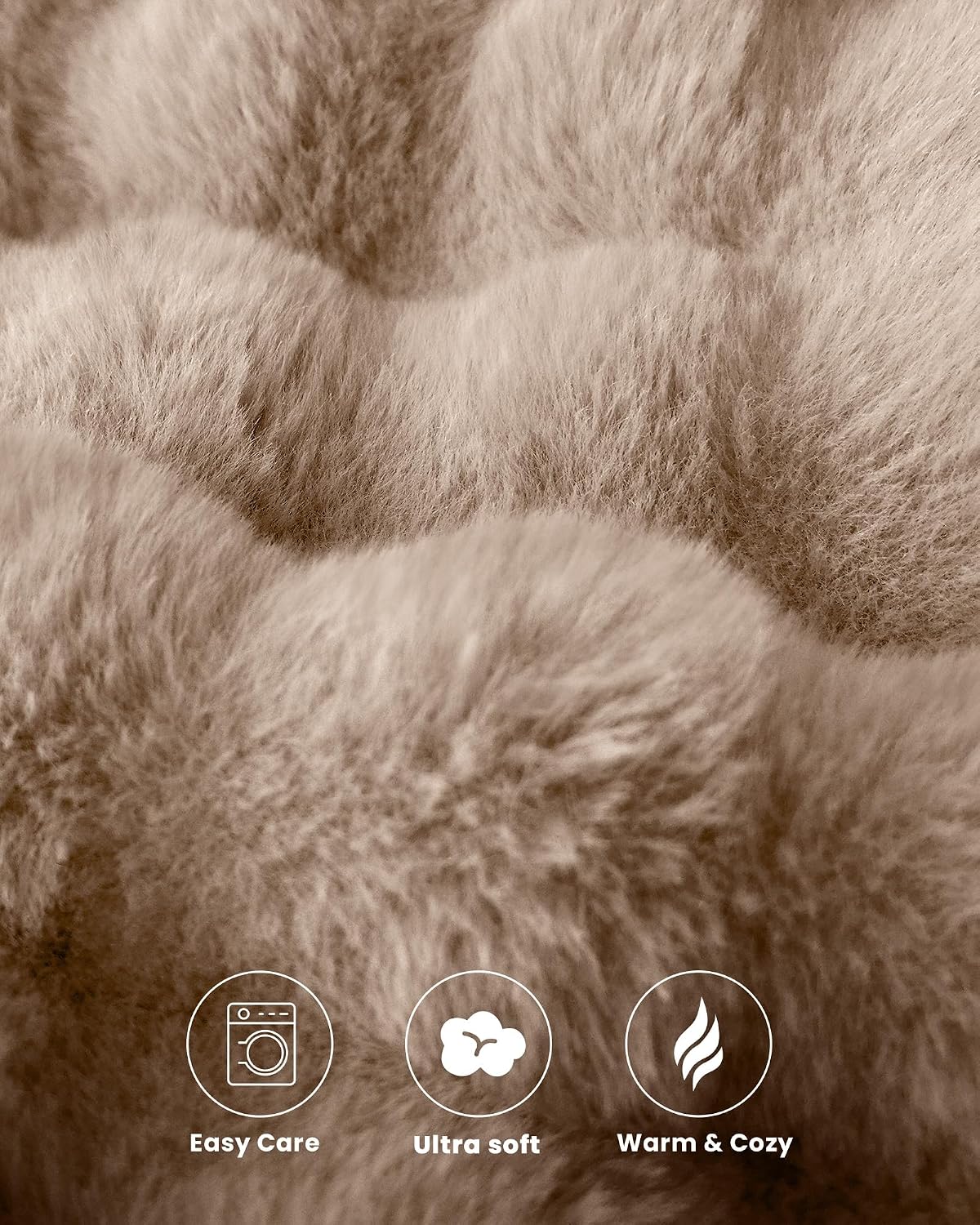 Thumbnail 6 de blunique Ultra Soft Cozy Faux Fur Throw Blanket (60x80) - Light Brown