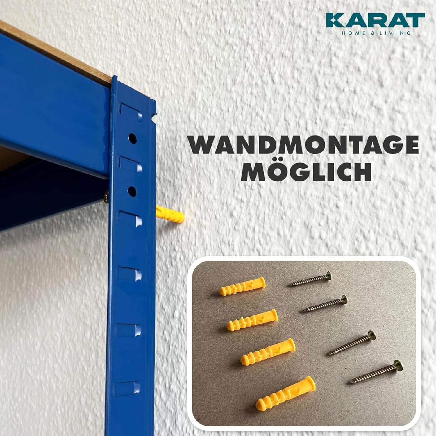 Thumbnail 6 de KARAT Schwerlastregal-Steckregal im 2er-Set (Keller- & Lagerregal) mit 5 verstellbaren Böden, blau