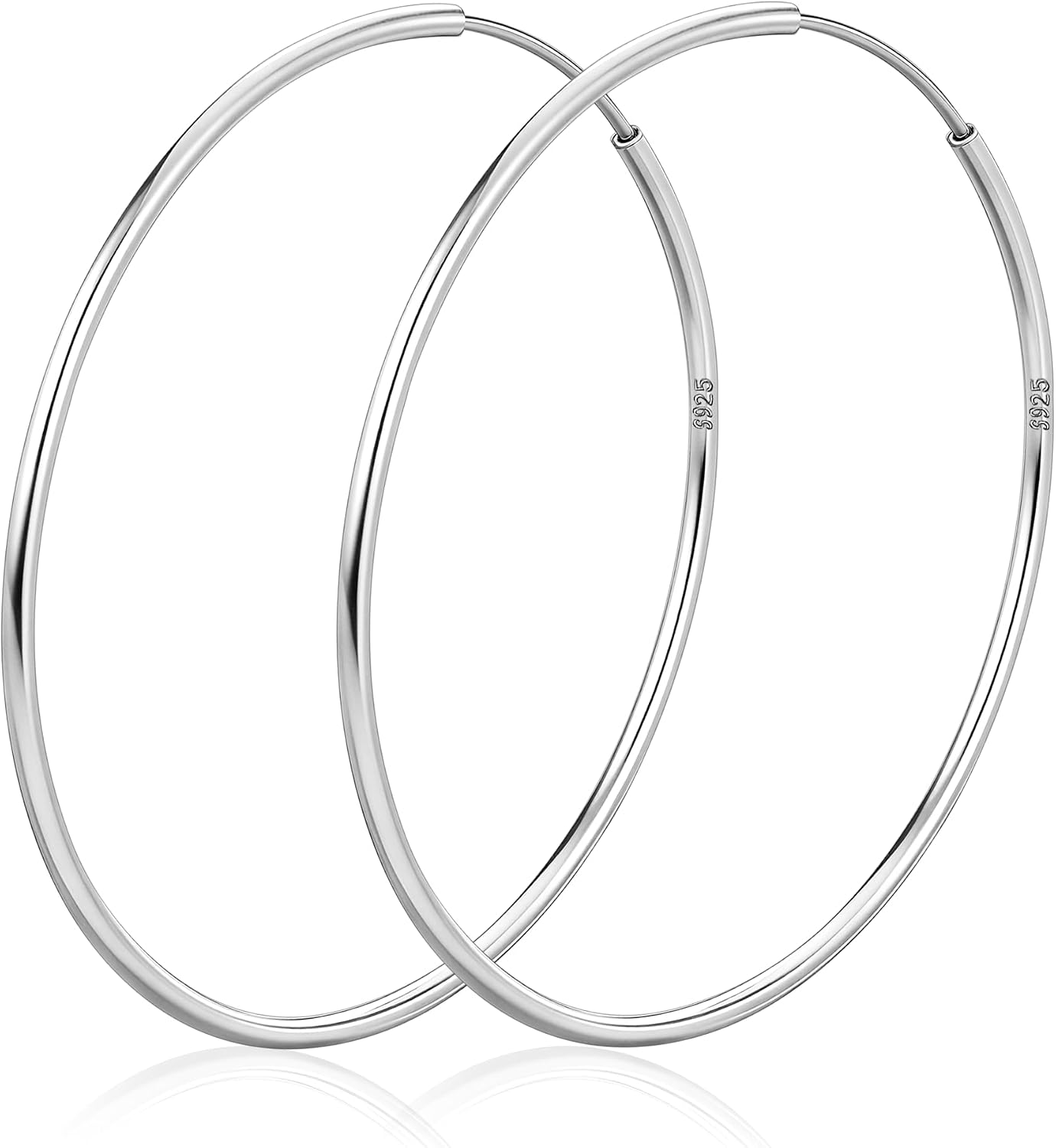 Detalle de Senteria Creolen 925 Silber Damen – Dünne, leichte, große hypoallergene Ohrringe 30–70 mm