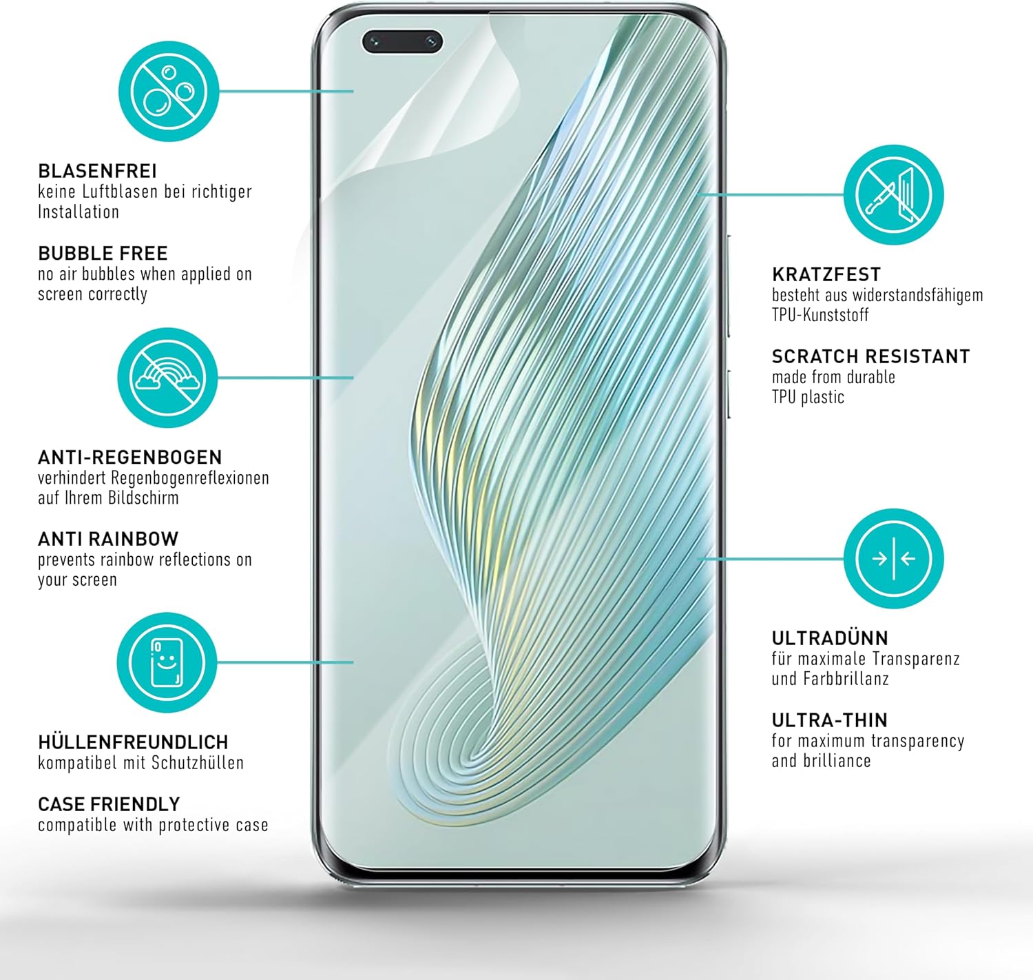 Detalle 1 de SmarTect TPU Screen Protectors for Honor Magic 5 Pro, 2-Pack, Clear