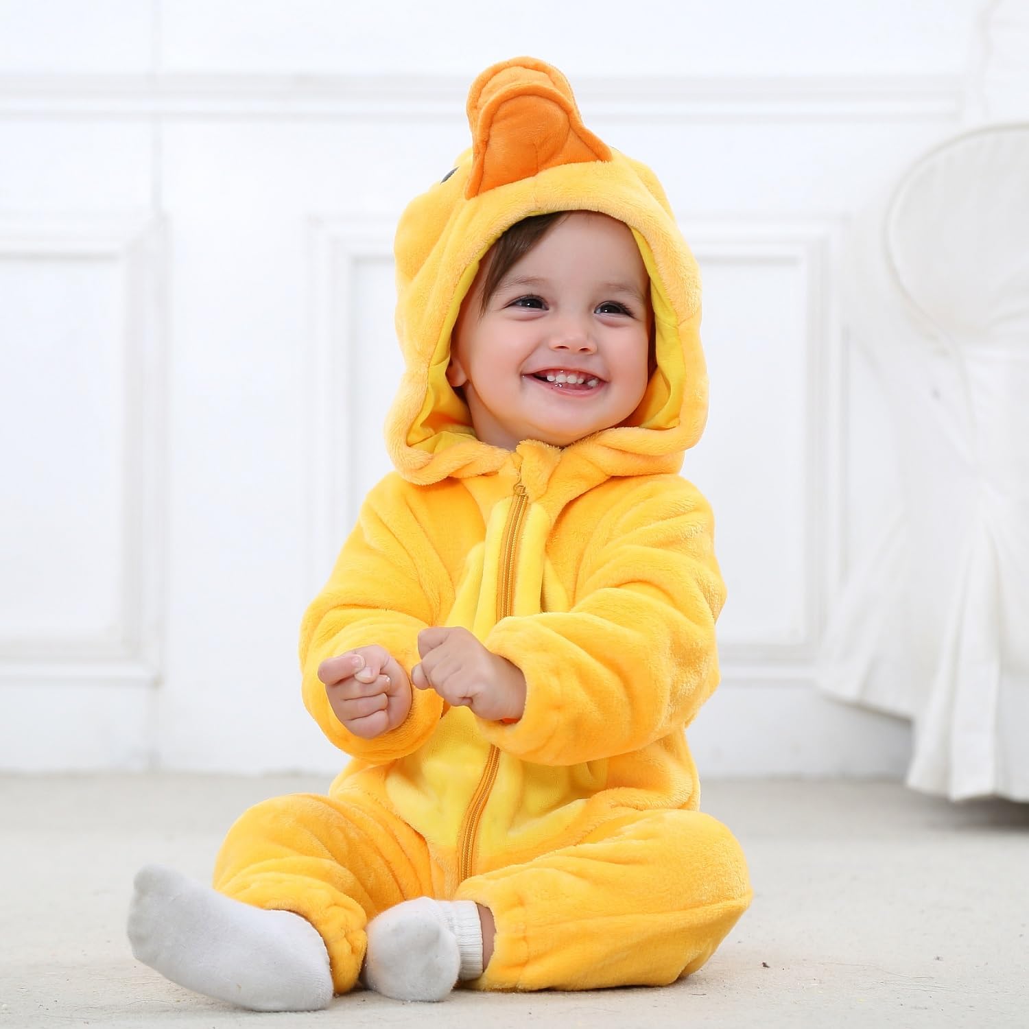Thumbnail 3 de Hilmocho Baby Hooded Romper: Unisex Animal Cartoon Flannel Jumpsuit