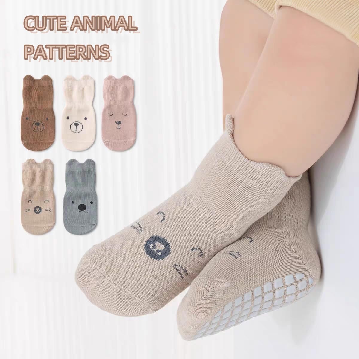 Thumbnail 2 de HAGOT — Chaussettes antidérapantes bébé ×5, coton et élasthanne, motifs animaux