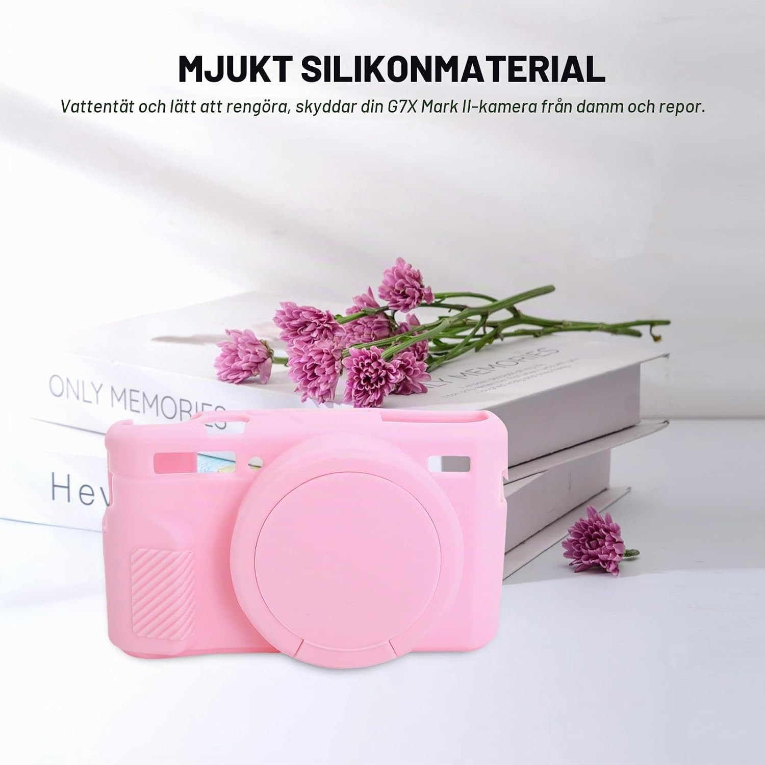 Detalle de Aisnyho silikonfodral för Canon PowerShot G7X Mark II, rosa med linsskydd