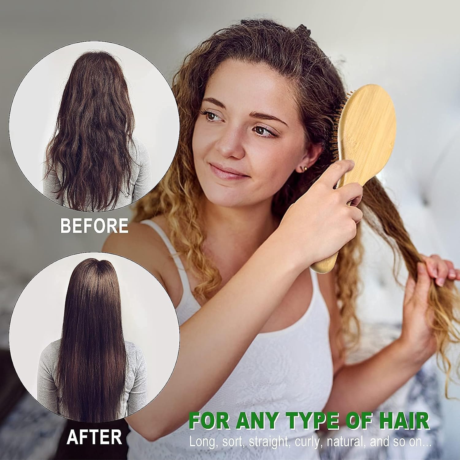 Thumbnail 4 de MRD Hair Brush Set: Bamboo Paddle Detangling 🪮