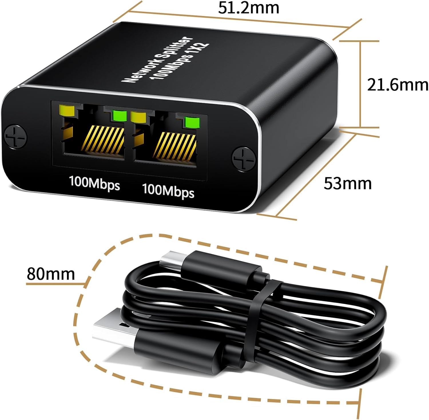 Thumbnail 6 de BolAAzuL Ethernet Splitter 1 to 2 (100Mbps) RJ45 – 1 in, 2 out LAN/Internet adapter for two devices