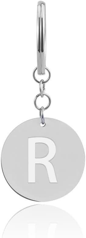 Detalle de GD GOOD.designs Schlüsselanhänger mit Einkaufschip – Buchstabe personalisiert, 23 mm Edelstahl