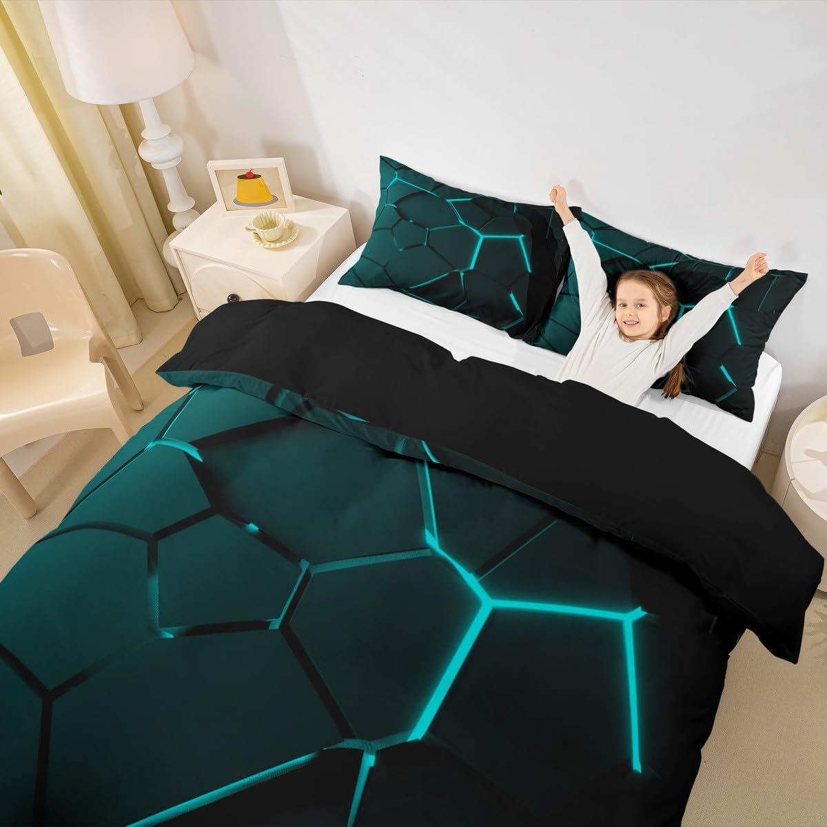 Thumbnail 4 de Loussiesd Geometric Effects 3D Duvet Cover Double 200cm