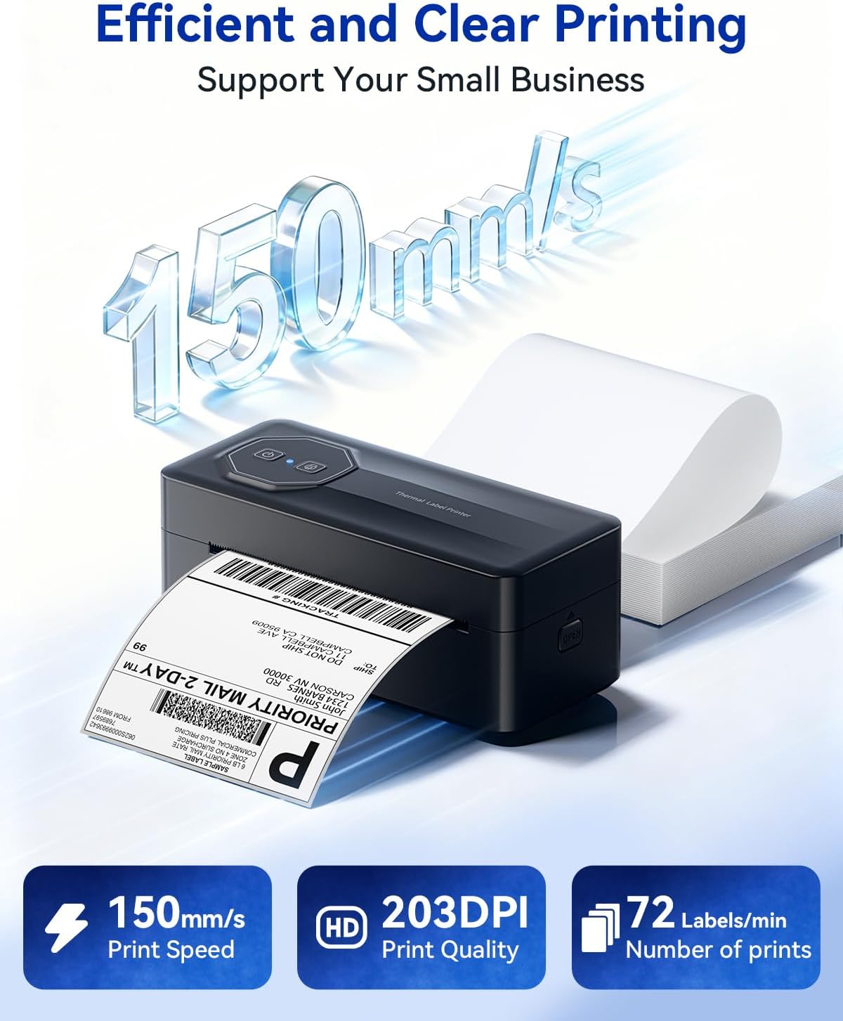 Thumbnail 5 de TATTMUSE Shipping Label Printer 4x6: Compact Bluetooth Thermal Label Printer for UK Shipments