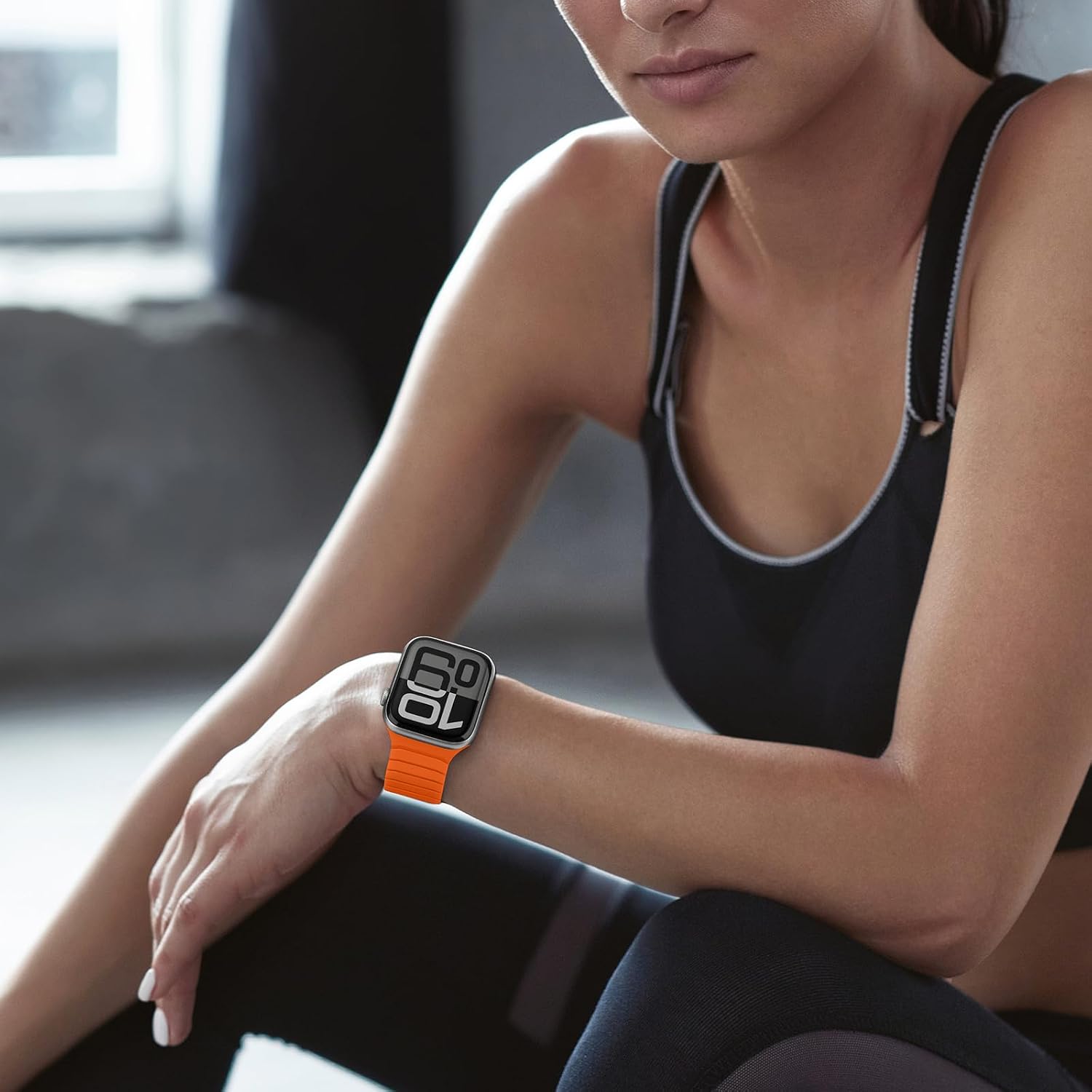 Thumbnail 6 de Sixmoat Magnetic Silicone Strap for Apple Watch 38–42mm (Orange-Black) – 11/10 Series Compatibility