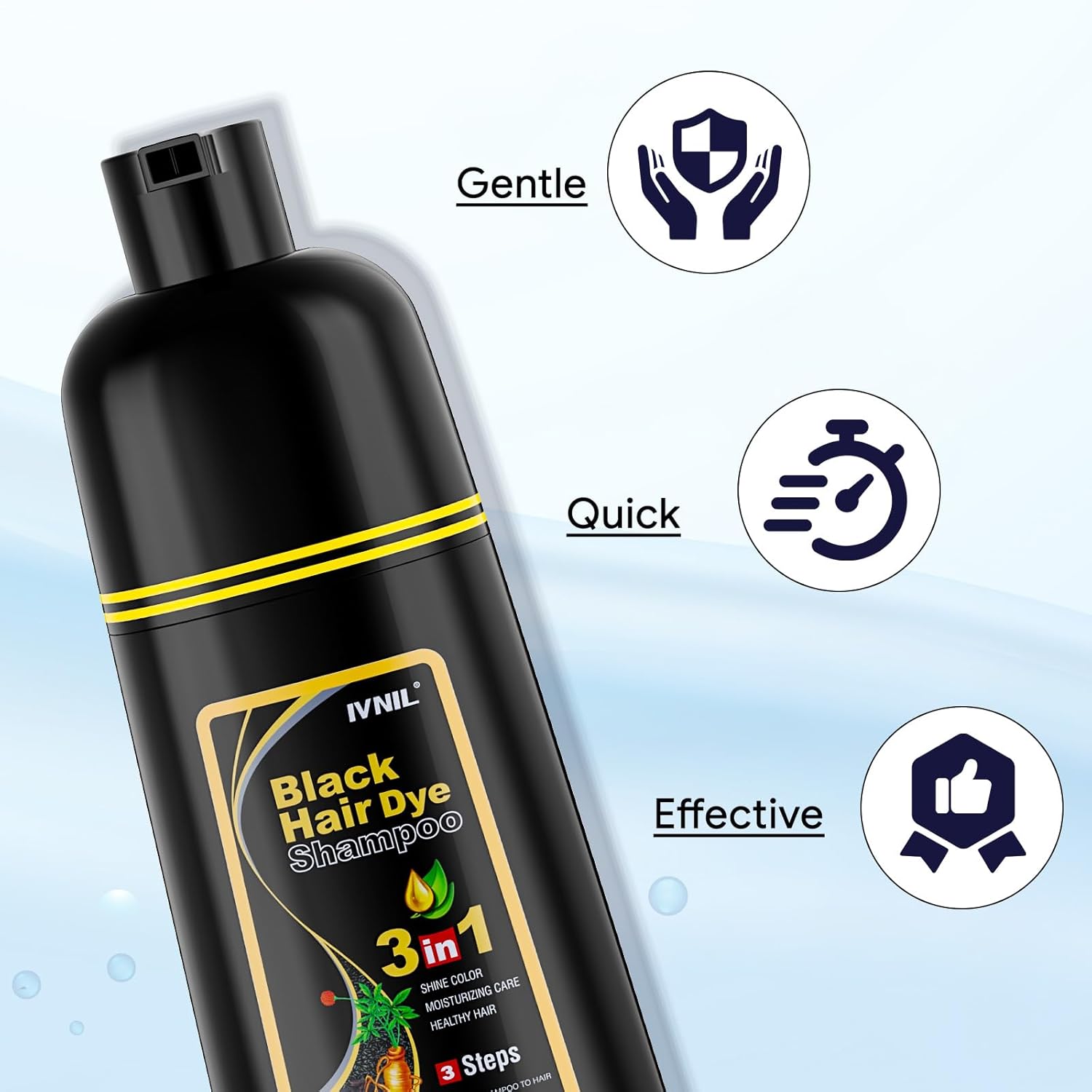 Thumbnail 4 de Ivnil 3-in-1 Black Hair Dye Shampoo for Gray Coverage